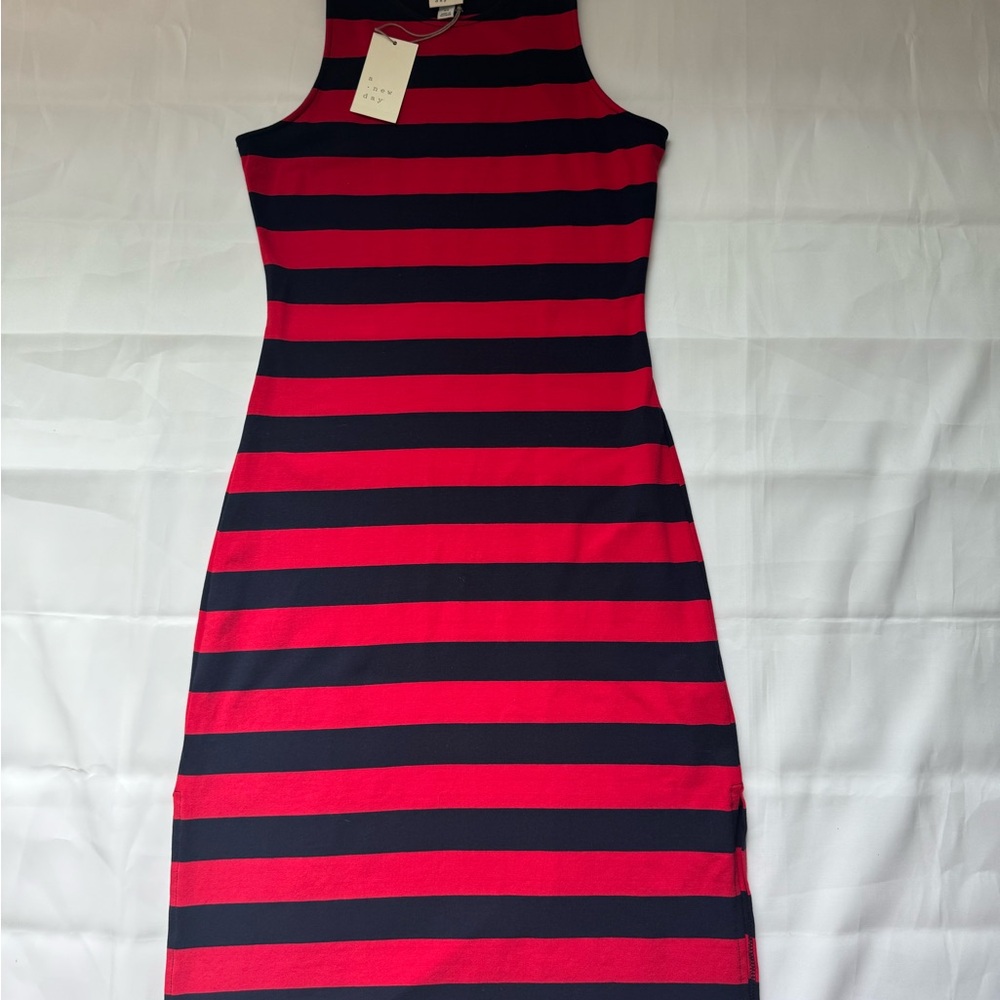NWT, A NEW DAY Striped Sleeveless Dress - Red and Navy Blue Size X-Small Women - Picture 4 of 14